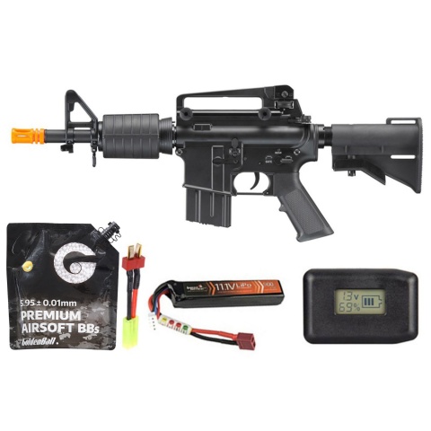 Double Bell N23 Pdw M4 Airsoft Aeg Rifle - Battery/Adapter/Charger Combo - (Black)