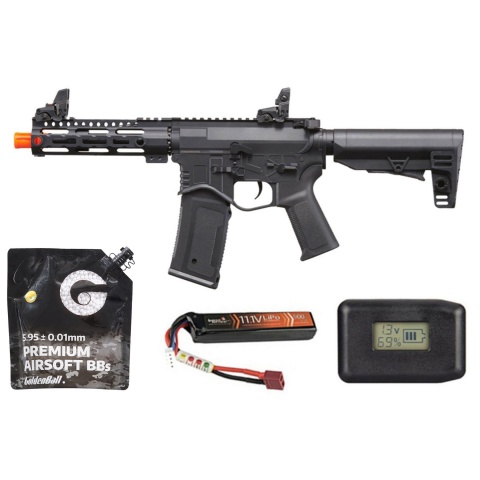Golden Eagle Combat AR 7'' Aeg Airsoft Rifle - Battery/Charger Combo - (Black)