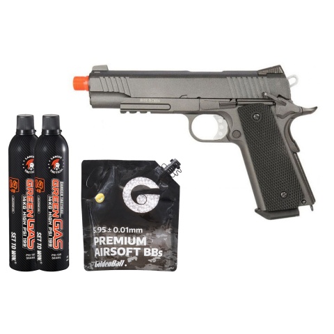 Well Airsoft GX 194 Pistol Gas Blowback GBB Full Metal - Green Gas Combo - Black