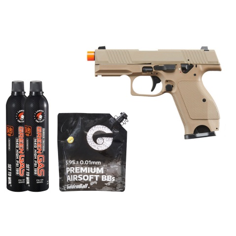 Kizuna Works KW-15k Gas Blowback Airsoft Pistol - Green Gas Combo - (Metal/Cerakote FDE)