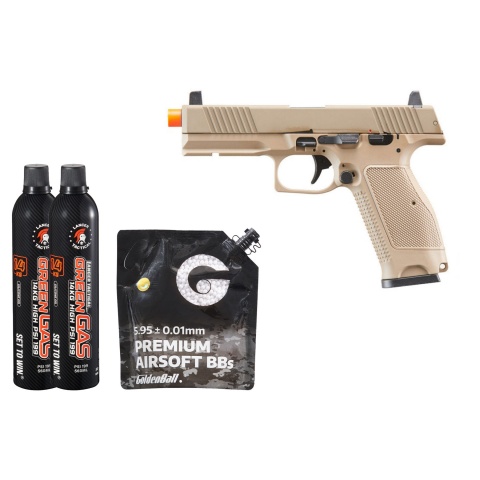 Kizuna Works MKW Full Sized Gas Blowback Airsoft Pistol - Green Gas Combo - (Metal/Cerakote FDE)