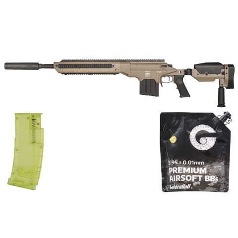 Lancer Tactical Bolt Action Sniper Rifle w/ Folding Stock (Desert Earth) - BB/Sniper Bundle