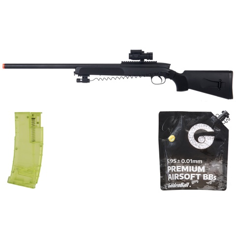 DE Airsoft Metal M50P Master Sniper Rifle W/ Red Dot Scope - BB/Sniper Bundle