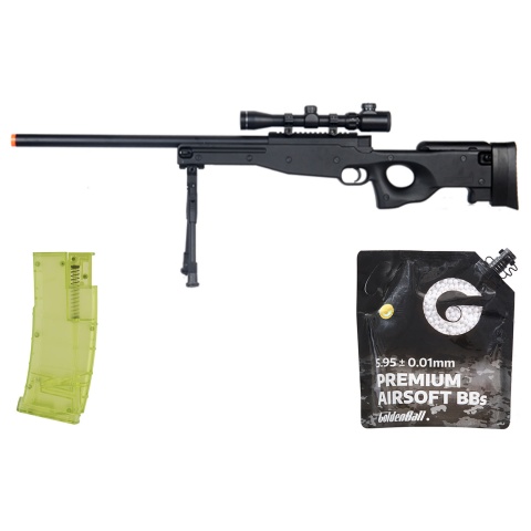 Double Eagle M59P Bolt Action Rifle w/ Scope and Bipod - BB/Sniper Bundle