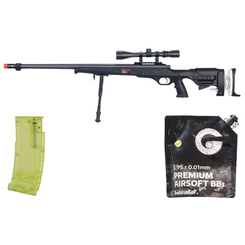 Wellfire MB12D Full Metal Bolt Action Sniper Rifle W/ Scope And Bipod - BB/Sniper Bundle