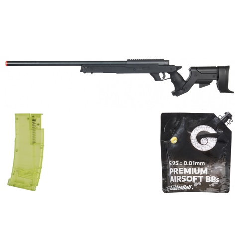 Well Airsoft MB04 Gas Powered Bolt Action Rifle W/ Adjustable Stock - BB/Sniper Bundle