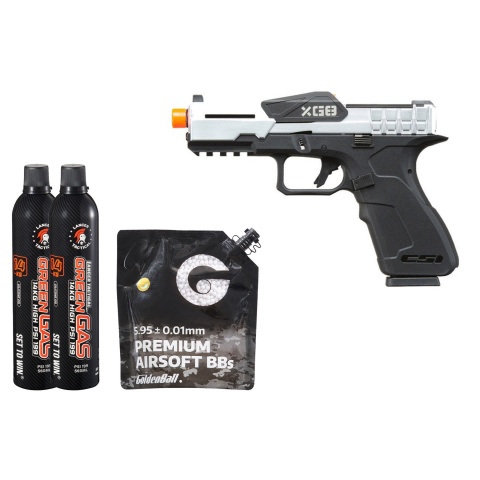 Poseidon CSI XG8 Gas Blow Back Aluminum Pistol - Green Gas Combo - (Metal/silver)