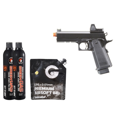 Raven Airsoft 4.3 Hi Capa + Micro Red Dot - Green Gas Combo - (Black)