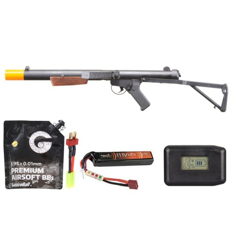 S&t Sterling Mk5 L34a1 Airsoft Aeg Submachine Gun - Battery/Adapter/Charger Combo - (Black)
