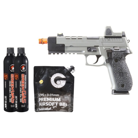Vorsk Hi-Capa VP26X GBB Pistol w/ Red Dot Sight - (Gray) Green Gas Combo