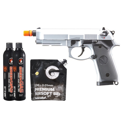 Vorsk Airsoft VM9 Osiris Gas Blowback Pistol - (Silver) Green Gas Combo