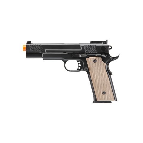 Double Bell Green Gas Full Metal 1911 Gas Blowback Airsoft Pistol w/ Tan Grip (Color: Black)