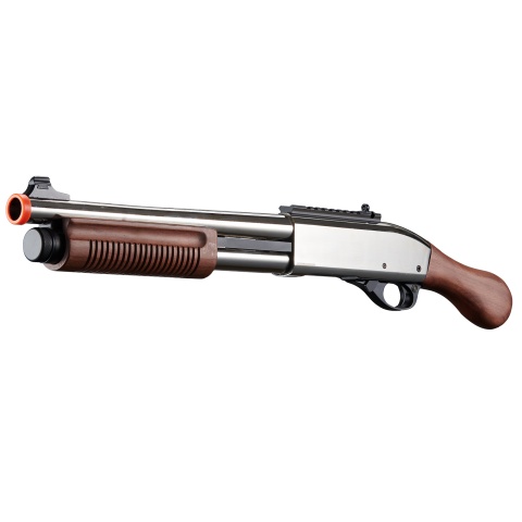 Golden Eagle M8877 3/6-Shot Pump Action Gas Airsoft Sawed-Off Shotgun - (Silver/Wood)