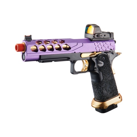 Lancer Tactical Stryk Hi-Capa 5.1 Gas Blowback Airsoft Pistol w/ Micro Red Dot Sight - (Purple & Gold)