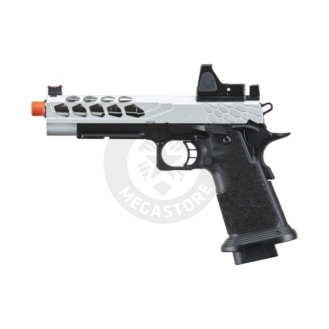 Lancer Tactical Stryk Hi-Capa 5.1 Gas Blowback Airsoft Pistol w/ Reflex Red Dot Sight - (Black & Silver)
