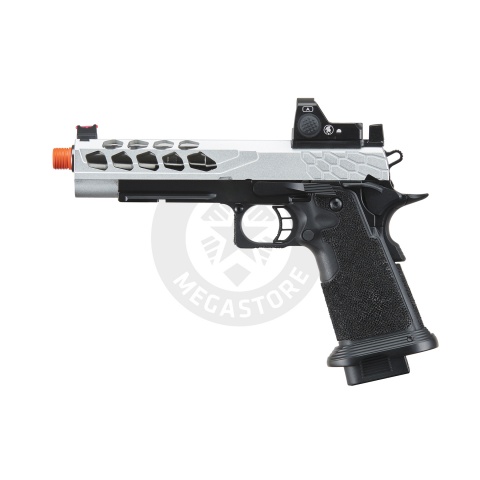 Lancer Tactical Stryk Hi-Capa 5.1 Gas Blowback Airsoft Pistol w/ Red Dot Sight - (Black & Silver)