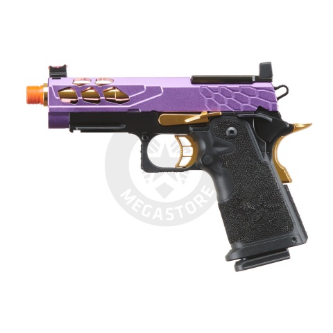 Lancer Tactical Stryk Hi-Capa 4.3 Gas Blowback Airsoft Pistol w/ Red Dot Mount (Color: Black, Purple, & Gold)