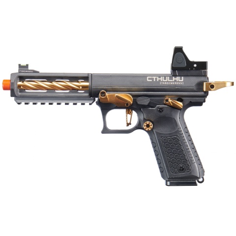 Lancer Tactical x Tandemkross CTHULHU Gas Blow Back Pistol w/ Red Dot Reflex Sight - (Black / Gold)