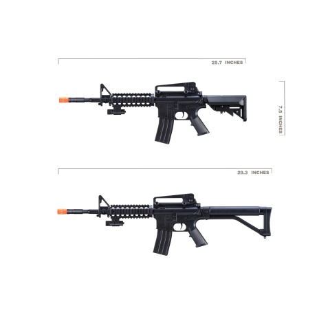 UK Arms M-16A Spring Powered Rifle with 2 Magazines and 2 Stocks (Color: Black)