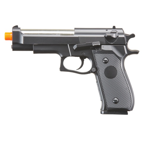 Double Eagle M22 Two Tone Spring Powered Airsoft Pistol w/ Mock Suppressor - (Black)