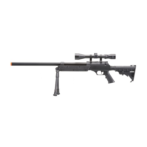 Well Fire MB06 Airsoft Bolt Action Sniper Rifle w/ Scope & Bipod (Color: Black)
