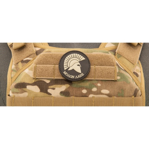 Round Molon Labe with Rifle PVC Patch (Color: Black)