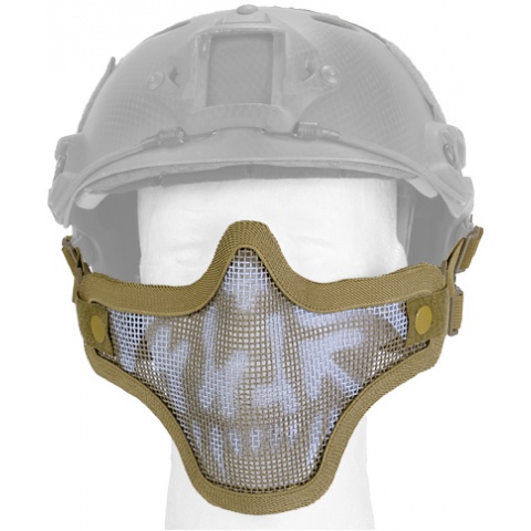 UK Arms Airsoft Tactical Metal Mesh Half Mask Helm Vers- TAN/SKULL