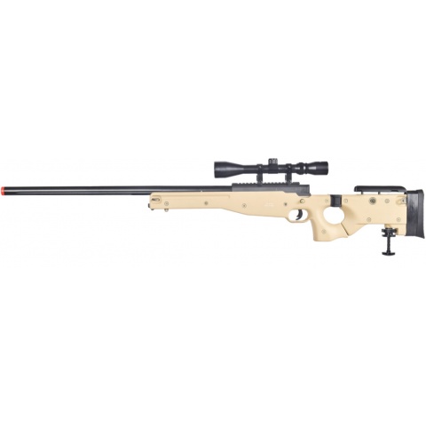 WELL Airsoft MB08TA AWP Bolt Rifle w/ Folding Stock & Scope - TAN