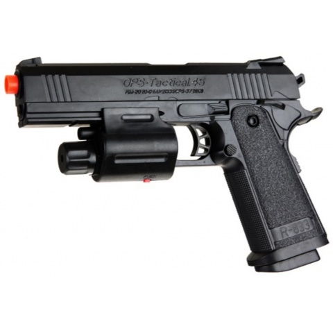 UK Arms Airsoft Spring Powered Laser Flashlight Pistol - BLACK