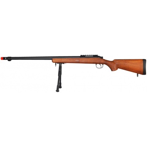 UK Arms Airsoft VSR-10 Bolt Action Rifle w/ Fluted Barrel Bipod - WOOD