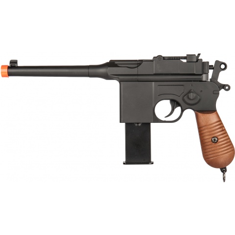 UK Arms Airsoft Mauser WWII Broomhandle Pistol - BLACK