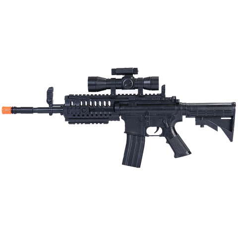 UK Arms Airsoft Mini M4 SIR Spring Powered Rifle w/ Scope - BLACK