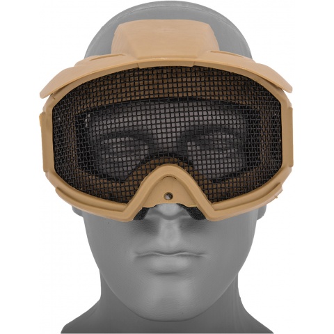 AMA 2610T Plastic Face Mask w/ Metal Mesh Lens, Visor - TAN
