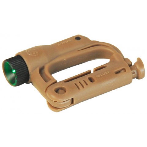 FMA Tactical Airsoft Green LED Mini D-Buckle - DARK EARTH