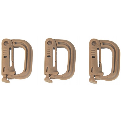 FMA Nylon Plastic Airsoft D-Buckle Mini - 3 Pack Set - DARK EARTH