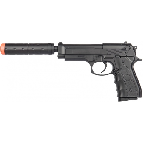 UK Arms G52A M9 Airsoft Spring Pistol w/ Mock Suppressor - BLACK