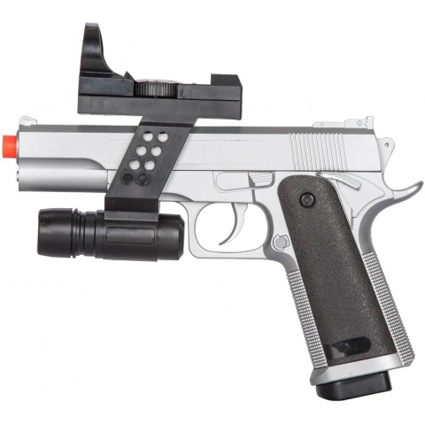 UK Arms M1911 Airsoft Spring Pistol w/ Flashlight, Sight, and Laser