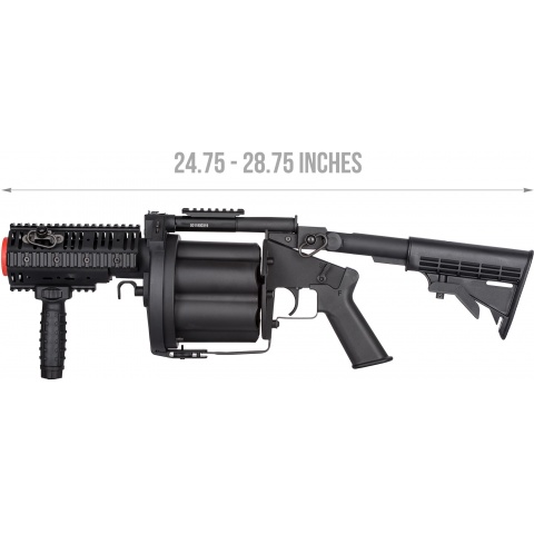 ICS MGL SB Airsoft 6-Round Revolving Grenade Launcher w/ Rail Attachment System (Color: Black)