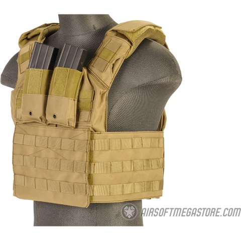 Lancer Tactical 1000D Speed Attack MOLLE Plate Carrier V2 - TAN