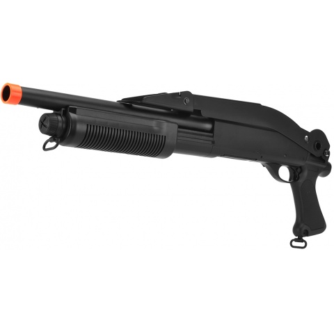 Lancer Tactical Airsoft Shotgun Short Barrel Tri-Burst w/ Folding Stock - BLACK