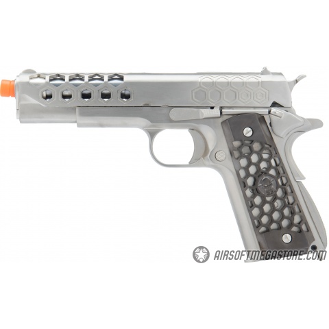 WE Tech 1911 Hex Cut Gen. 2 Gas Blowback Airsoft Pistol - SILVER
