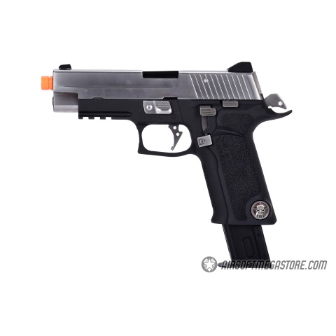 WE-Tech P-Virus Two Tone Full Metal Gas Blowback Airsoft Pistol w/ LED Display Case  (Color: Black & Silver)