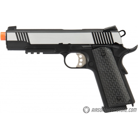 Army Armament Full Metal R28 1911 Desert Warrior GBB Airsoft Pistol - BLACK / SILVER