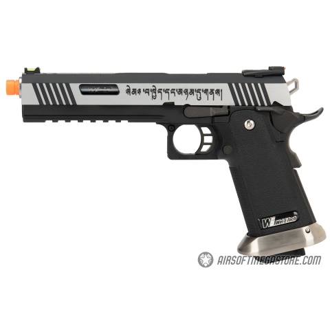 WE Tech 1911 Hi-Capa T-Rex Competition Gas Blowback Airsoft Pistol w/ Sight Mount & Top Ports [Tibetan Version] - TWO TONE / SILVER