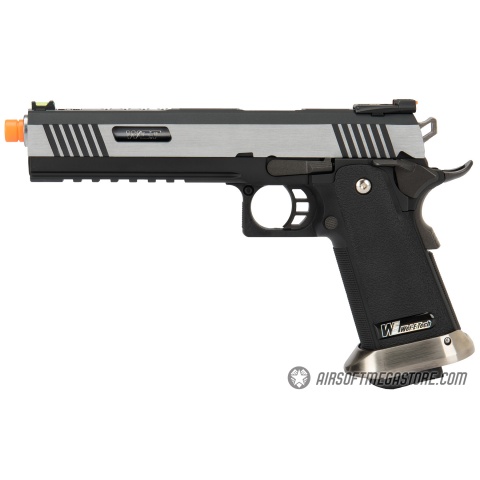 WE Tech 1911 Hi-Capa T-Rex Competition Gas Blowback Airsoft Pistol w/ Sight Mount & Top Ports - TWO TONE / SILVER