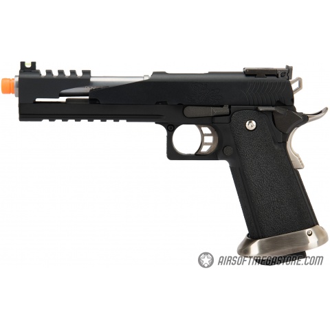 WE Tech 1911 Hi-Capa T-Rex Competition Gas Blowback Airsoft Pistol w/ Top Vent - BLACK / SILVER