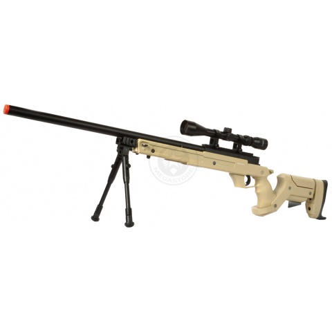 WellFire SR22 Bolt Action Type 22 Sniper Rifle w/ Scope + Bipod - TAN