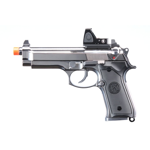 KLI KL-92 Platinum 6mm Dual Power CO2/Gas Blowback Airsoft Pistol Red Dot Combo - (Platinum)